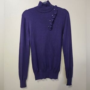 NWT David Rodriguez Women Size XS Purple Ruffle Side Button Sweater Blackberry